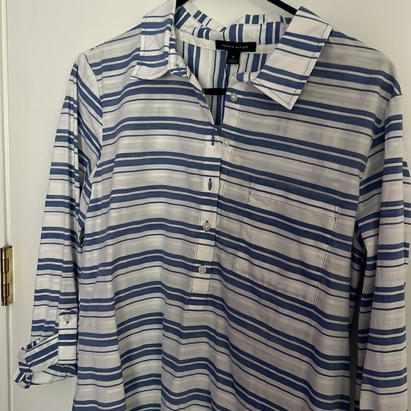 NWT Tommy Hilfiger Collared Striped Tunic Blouse - Picture 3 of 9